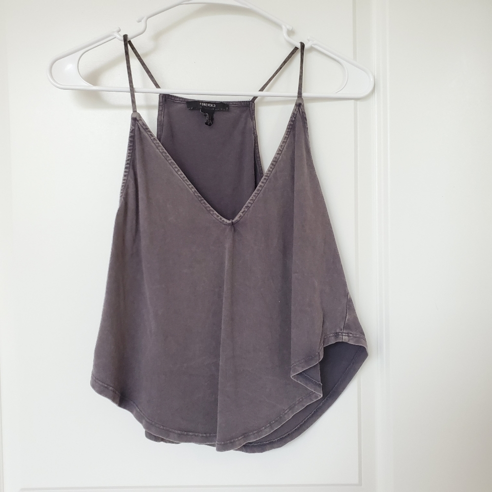 Forever21 Gray Racerback Crop Top